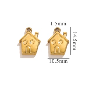 1 Piece Simple Retro Style Cartoon House Shape Stainless Steel  Gold Color Women's Pendant h5 